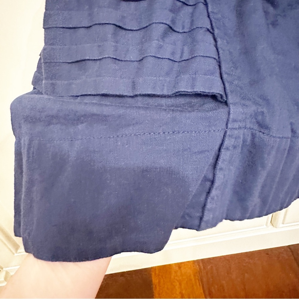 Anthropologie Meadow Rue Women’s Madison Jumper Dress Navy Linen Cotton Cut Out - Picture 10 of 13